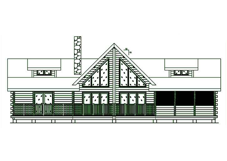 Architectural drawing of the 5406 log home plan.