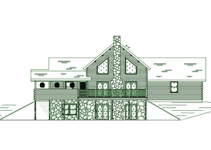 Illustration of the 5426 log home exterior design