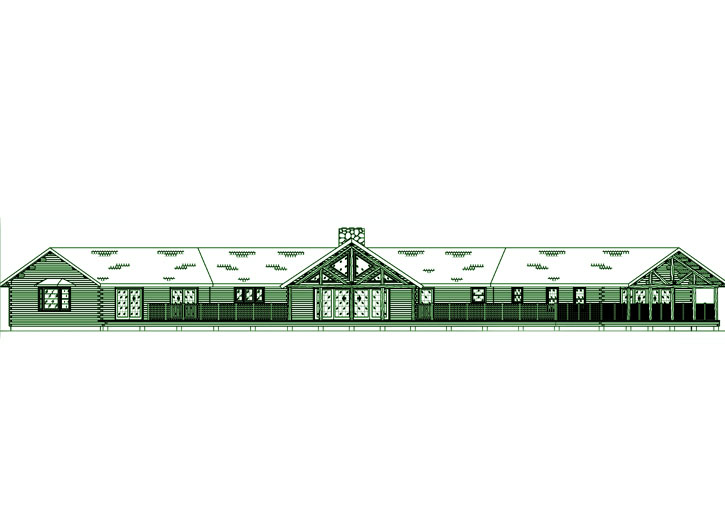 Illustration of the Mountain View log home plan.