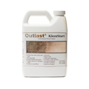 Quart bottle of Kleenstart wood cleaner with label