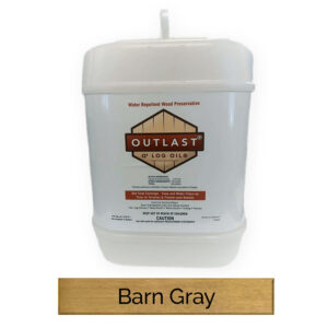 White container of Outlast Q8 Log Oil in Barn Gray