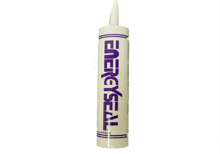 Energy Seal caulking tube with white nozzle and purple text